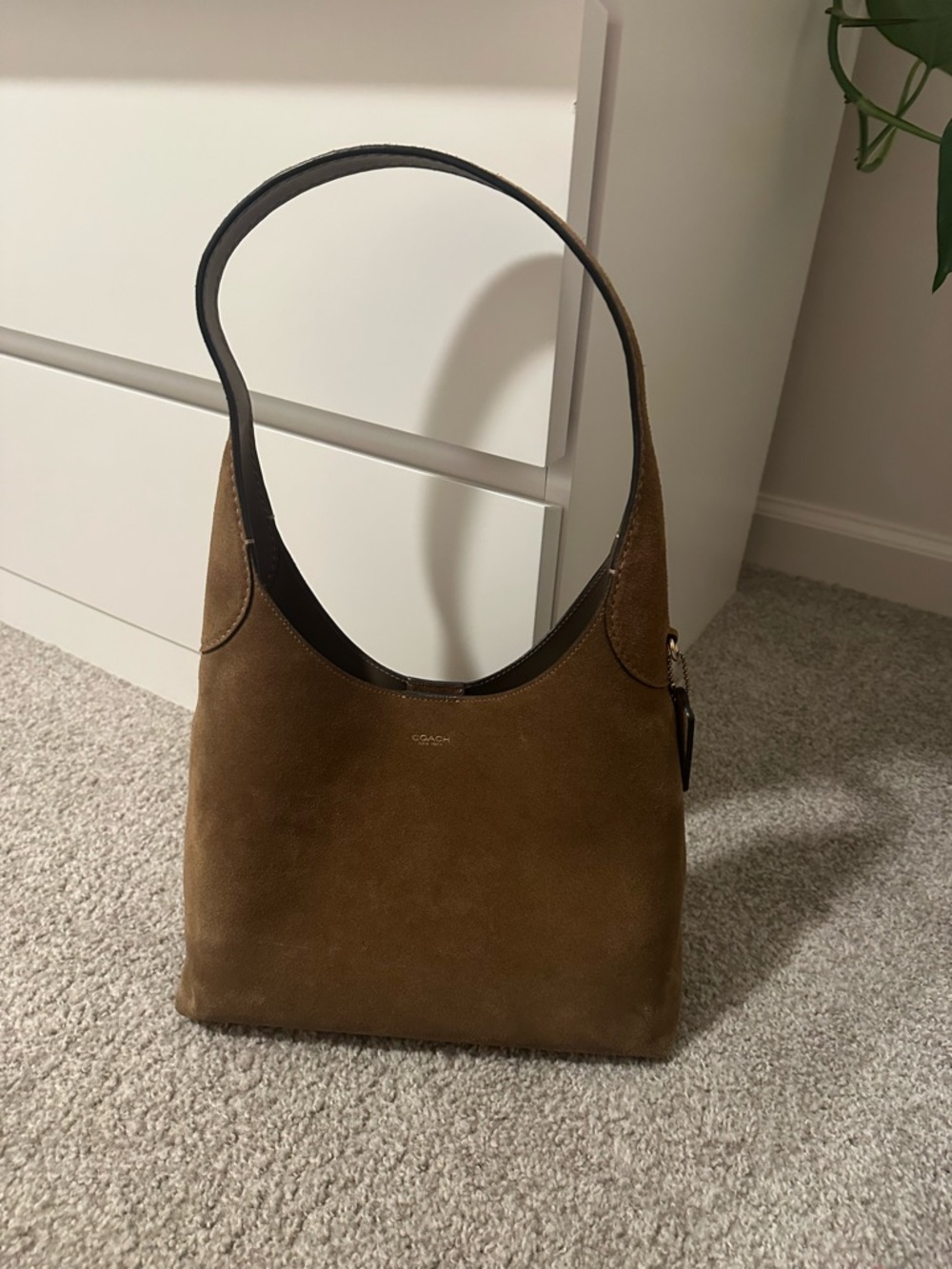 Coach Brown Suede Shoulder Bag - Picture 2 of 4